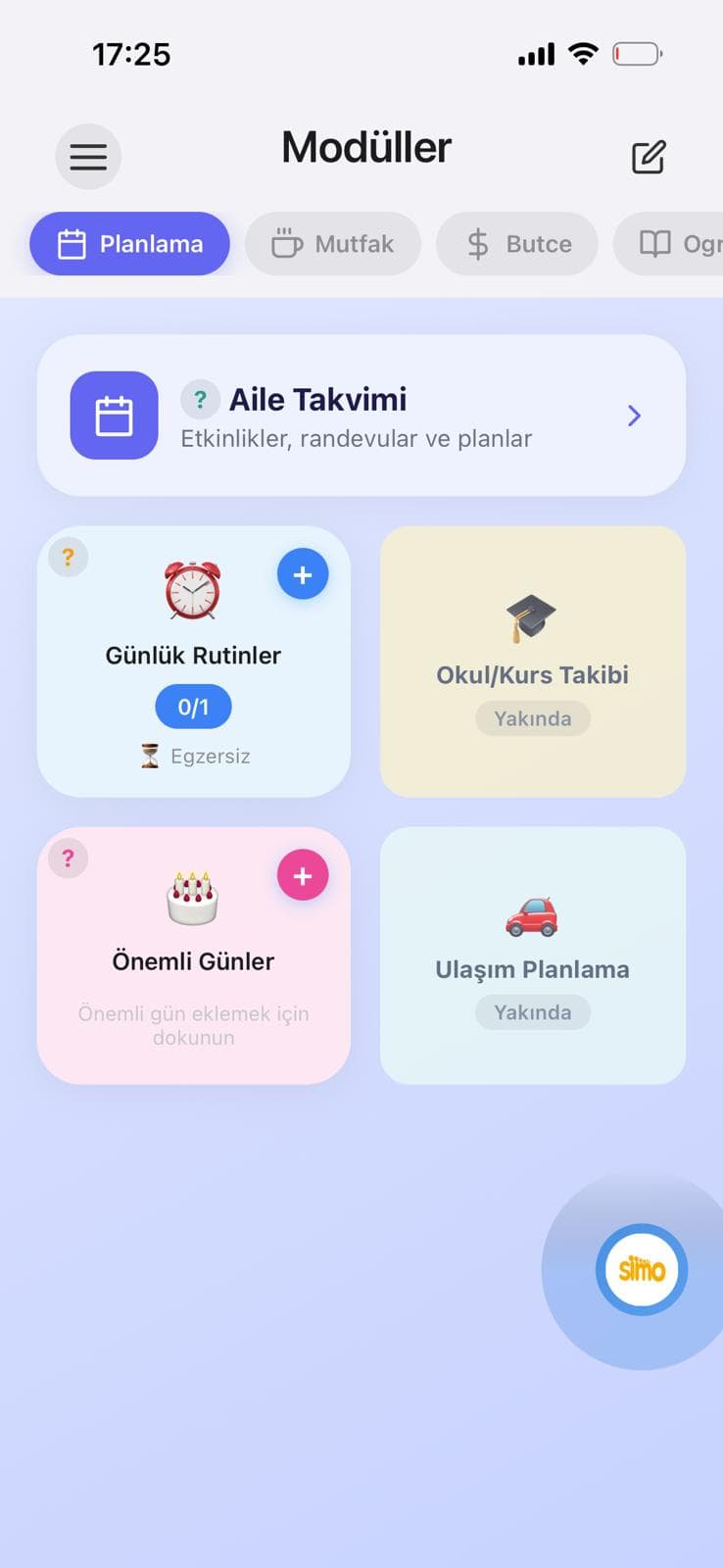 Aile Planları Artık Karışmıyor ekranı
